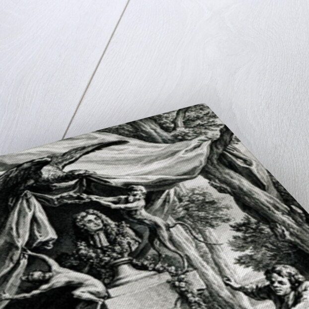 Allegorical portrait of Jean de La Fontaine surrounded by animals from his fables by Jean-Baptiste Oudry