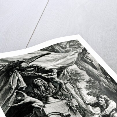 Allegorical portrait of Jean de La Fontaine surrounded by animals from his fables by Jean-Baptiste Oudry