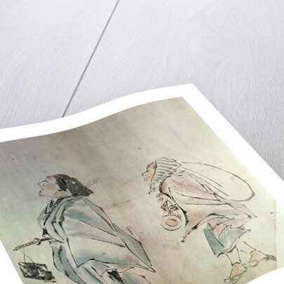 Samurai being followed by a servant by Hanabusa Itcho