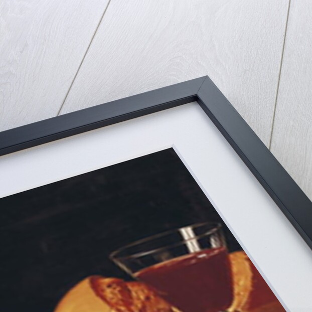 Glass of Wine, Watermelon and Bread by Luis Egidio Menendez or Melendez