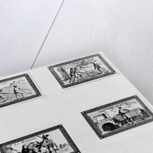 Six vignettes depicting bread making by French School