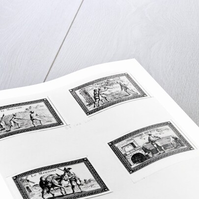 Six vignettes depicting bread making by French School