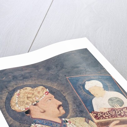 Emperor Jahangir holding a portrait of Emperor Akbar by Indian School