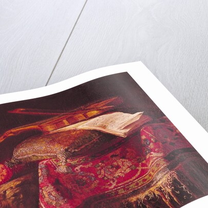 Still Life of Fruit and Musical Instruments by Antonio Pereda y Salgado