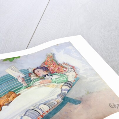 Woman Lying on a Bench, 1913 by Carl Larsson