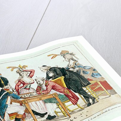 Caricature of Louis XVI playing chess with a soldier of the National Guard by French School