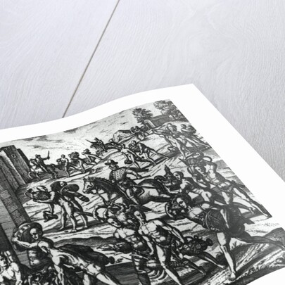 Indians bringing Balboa vases and gold objects by Theodor de Bry