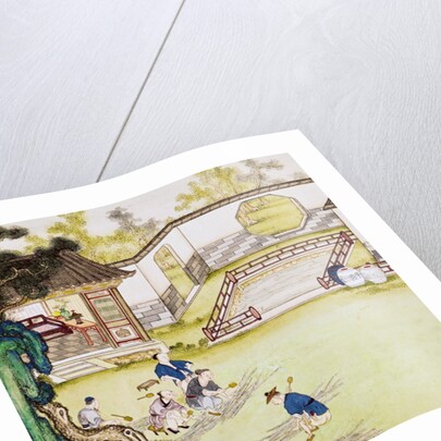 Gathering bamboo to make paper by Japanese School