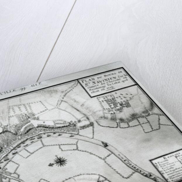 Map of Saint-Savinien on the Charente River in 1713 by Claude Masse
