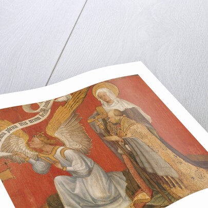 Panel from a diptych depicting the Angel of the Annunciation, the Donor and a Female Saint, possibly St. Mary Magdalene, c.1420 by Master of the Rohan Hours