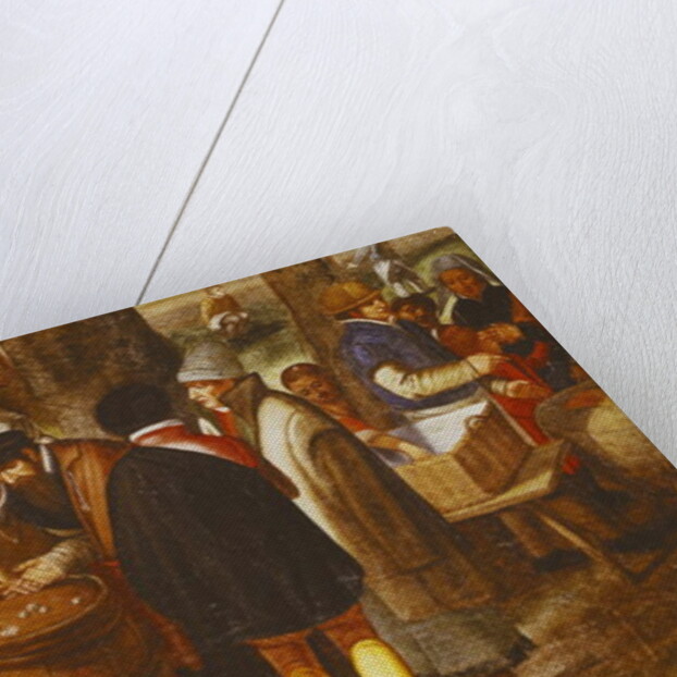 Flemish Fair, detail of men playing dice by Maerten van (workshop of) Cleve