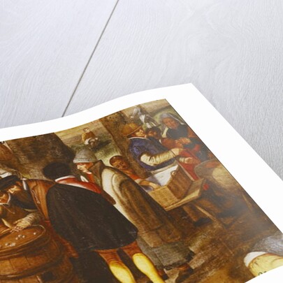 Flemish Fair, detail of men playing dice by Maerten van (workshop of) Cleve