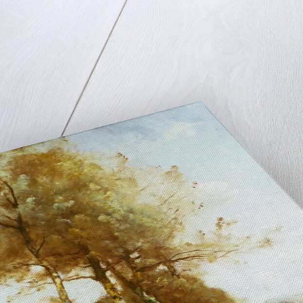 Morning Effect, Silver Birches and a River by Paul Desire Trouillebert