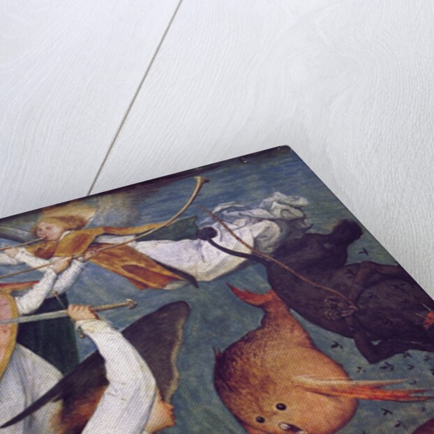 The Fall of the Rebel Angels, detail of angels fighting and playing music by Pieter the Elder Bruegel