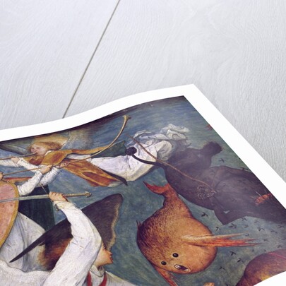 The Fall of the Rebel Angels, detail of angels fighting and playing music by Pieter the Elder Bruegel