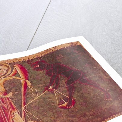 St. Michael Weighing Souls, from an altarpiece dedicated to Archangel Michael, c.1200 by Master of the Llusanes