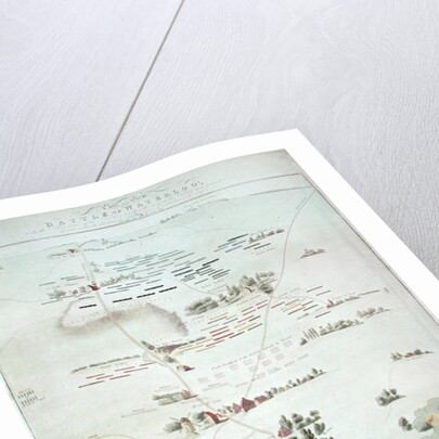 Plan and view of the Battle of Waterloo by English School