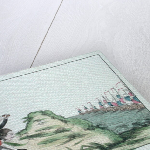 William Pitt the Younger riding on the back of George III Observing the French Squadron, 1803 by French School