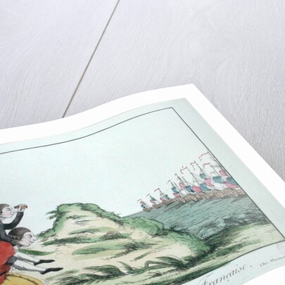 William Pitt the Younger riding on the back of George III Observing the French Squadron, 1803 by French School