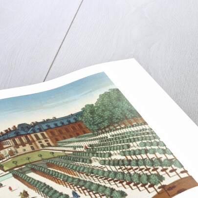 Perspective view of the Palais Royal from the Gardens by French School