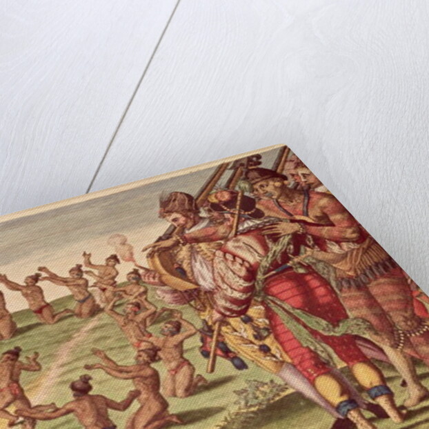 Sun worshipping ritual with an offering of a deer by Jacques Le Moyne