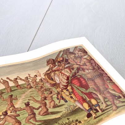 Sun worshipping ritual with an offering of a deer by Jacques Le Moyne