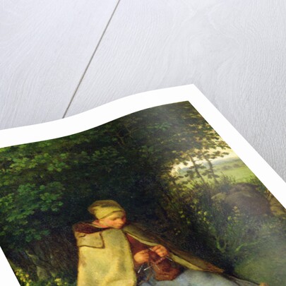 A Knitter or a Seated Shepherdess Knitting, 1858-60 by Jean-Francois Millet