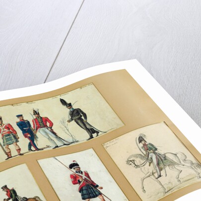The uniforms of Scottish soldiers and Prussian, English, Hanoverian and Russian officers in 1814 by Pierre Antoine Lesueur