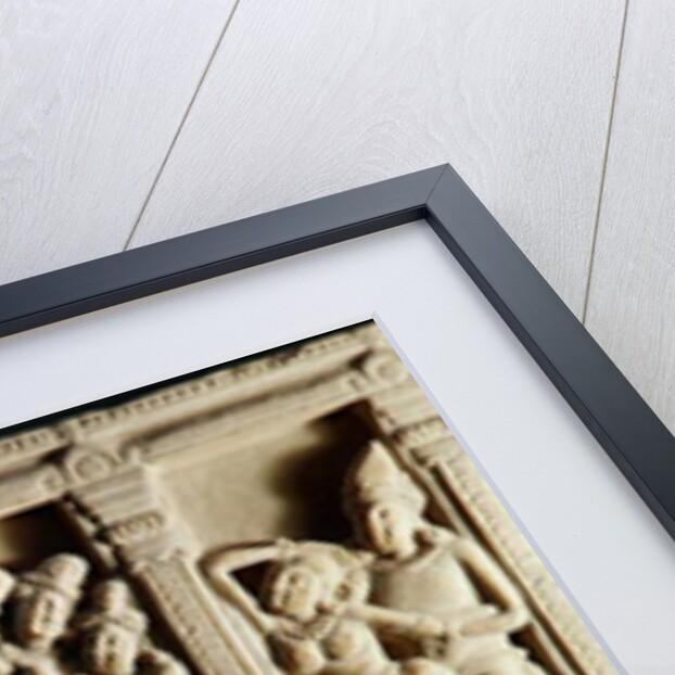 Relief depicting seated Buddha preaching surrounded by worshippers, Mathura School by Indian School