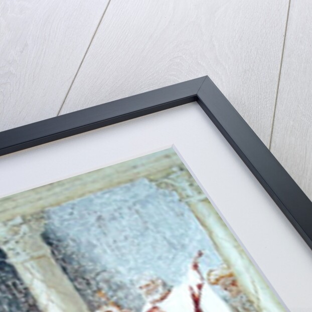 Scenes from the Life of St. Barbara, detail of St. Barbara before a judge, 1523-24 by Lorenzo Lotto