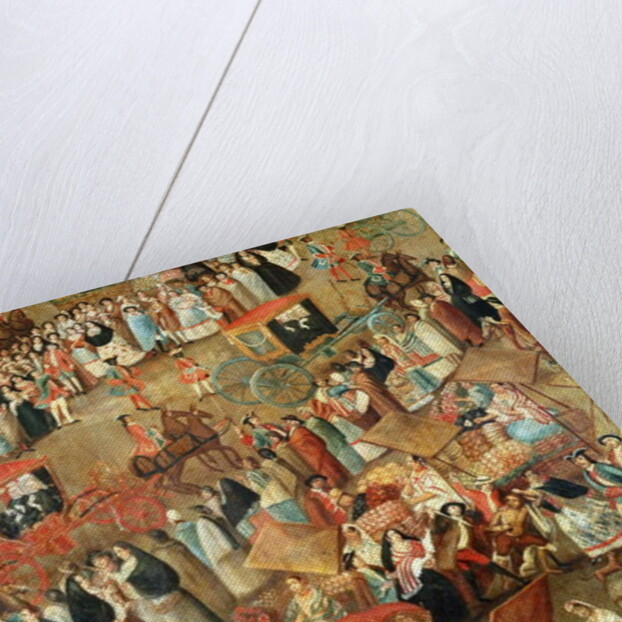 Plaza Mayor in Mexico, detail of carriages by Mexican School