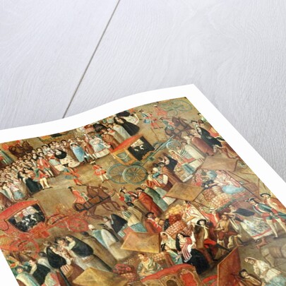 Plaza Mayor in Mexico, detail of carriages by Mexican School