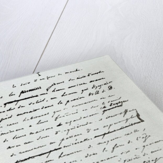 'Le Soir d'un Jour de Marche', facsimile of a page from the manuscript 'Les Miserables' by Victor Hugo by French School