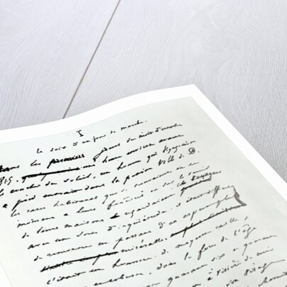 'Le Soir d'un Jour de Marche', facsimile of a page from the manuscript 'Les Miserables' by Victor Hugo by French School