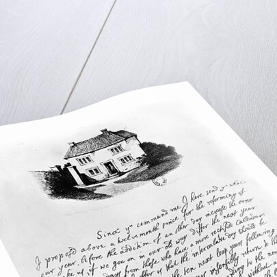 Facsimile of a letter illustrating the house in which Locke was born in Wrington, Somerset by John Locke