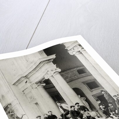 Residents of Villa Medici in Rome, photo sent and dedicated by Claude Debussy to his parents, 1884-85 by French Photographer