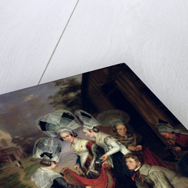 A Peddler Selling Scarves to Women from Troyes by Henri Valton