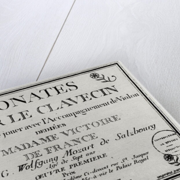 Title Page for 'Sonates pour le clavecin' dedicated to Madame Victoire de France by Mozart. by French School