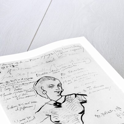 Portrait of Jeanne Duval with notes by Auguste Poulet-Malassis 1858-60 by Charles Pierre Baudelaire