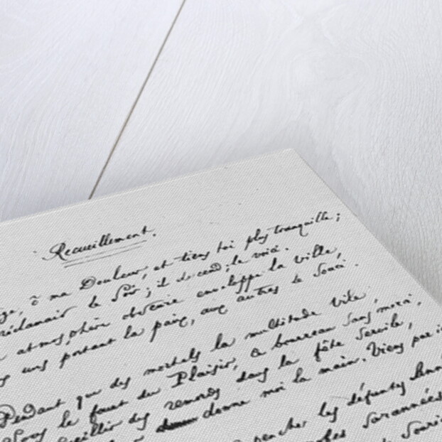 Recueillement, signed sonnet, 1861 by Charles Pierre Baudelaire