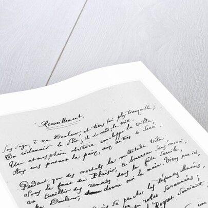 Recueillement, signed sonnet, 1861 by Charles Pierre Baudelaire