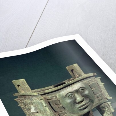Rectangular 'ting' vessel with human faces by School Chinese