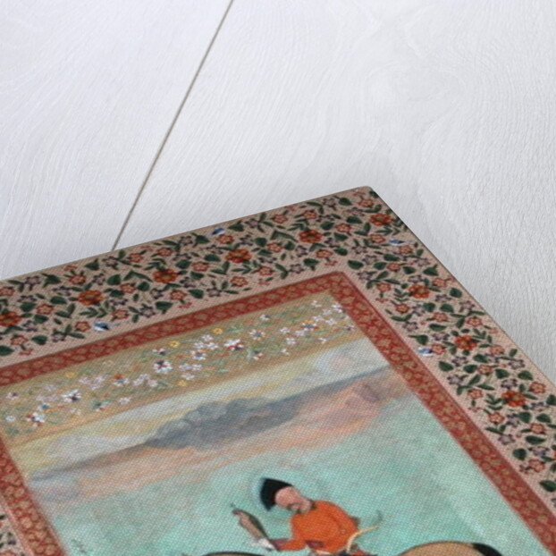 Ms E-14 Shah Abbas on a horse holding a falcon, c.1620 by Indian School