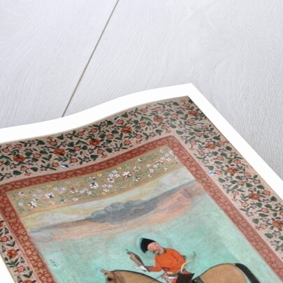 Ms E-14 Shah Abbas on a horse holding a falcon, c.1620 by Indian School