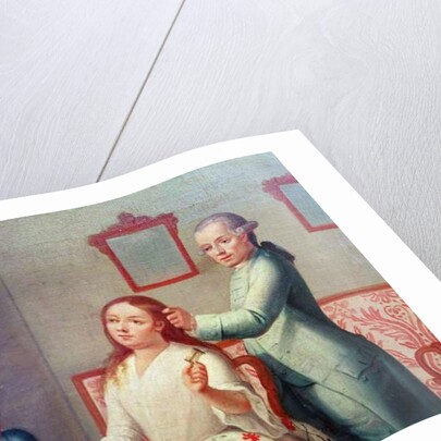 A Spanish Man and his Pure-Bred Mexican Wife, from a series on mixed race marriages in Mexico by Mexican School