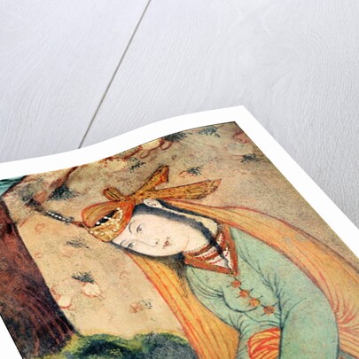 Woman Writing in the Court of Shah Abbas I 1585-1627 by School Persian