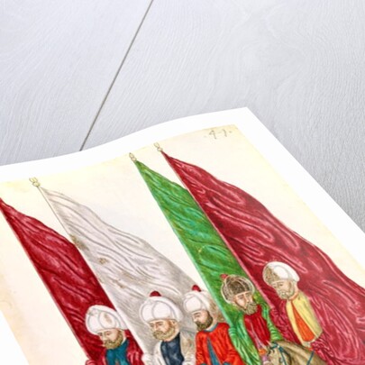 Fol.41 Men with Standards Following the Seigneur to War by School French