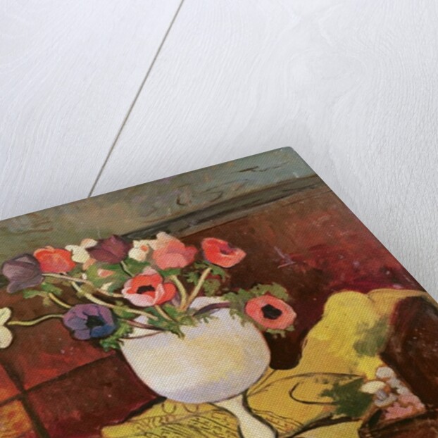 Vase of Flowers, Anemones in a White Glass by Marie Clementine Valadon