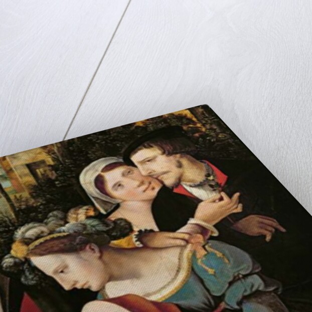 A couple and a lute player. Detail of the prodigal child in courtesans. by Flemish School