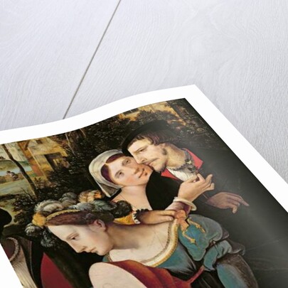 A couple and a lute player. Detail of the prodigal child in courtesans. by Flemish School